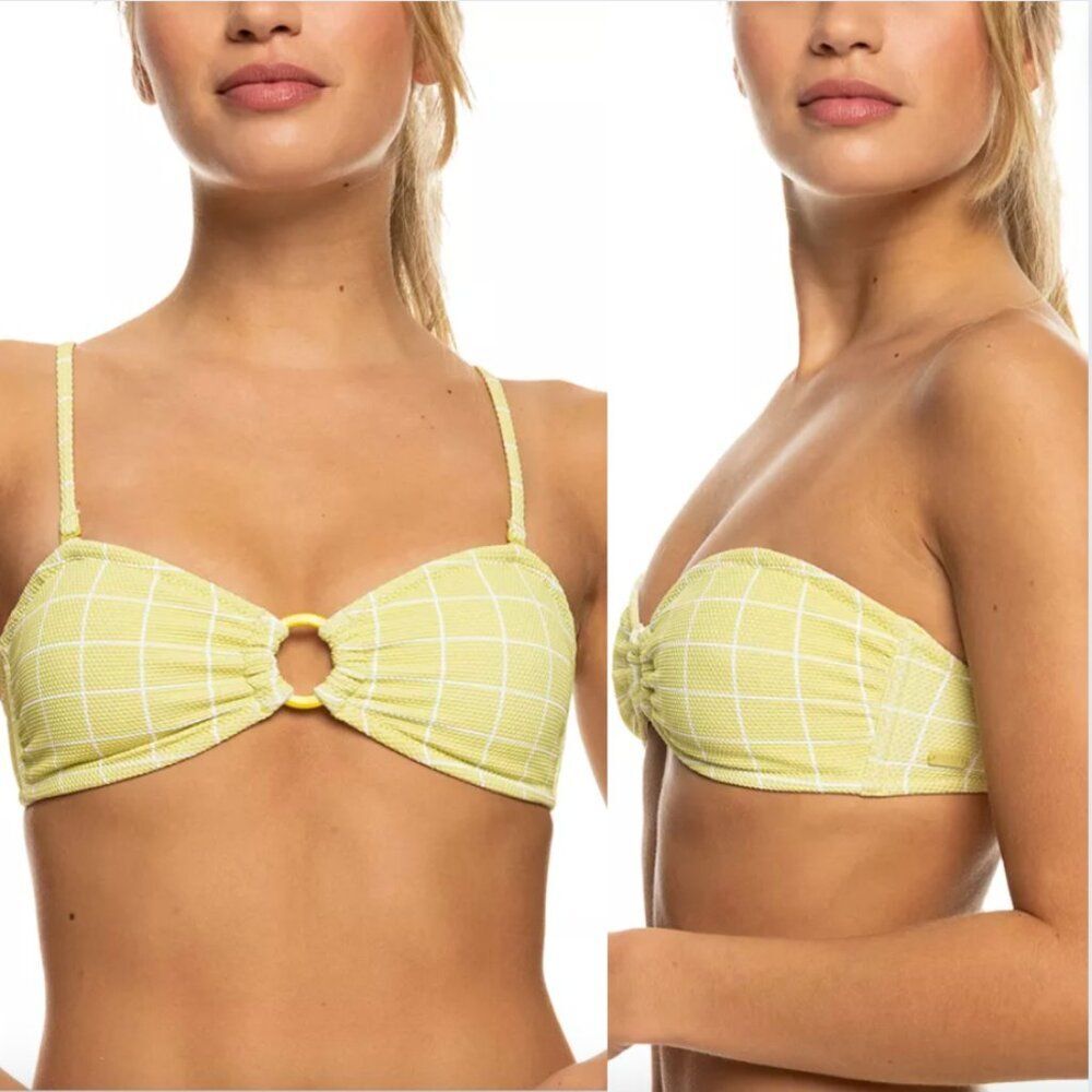 NWT Roxy Salty Shine Bikini Top Bandeau O-Ring